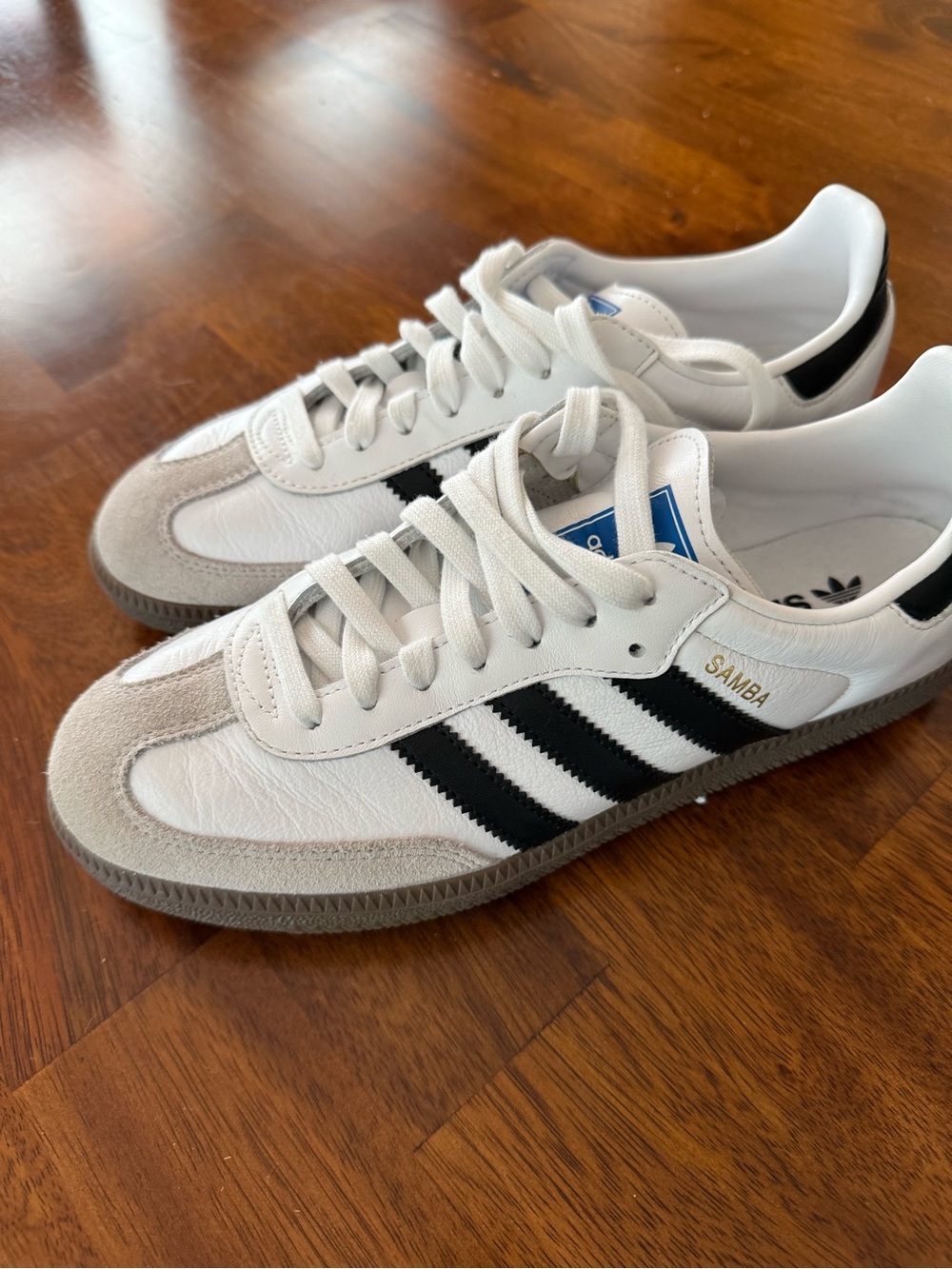 adidas White & Black Samba Leather Sneakers - Picture 3 of 4